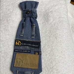 Nautica Denim Patch Detail Tie - Blue with Tan Accents